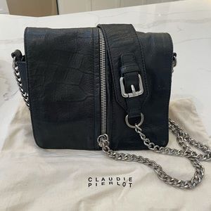 CLAUDIE PIERLOT Black Leather Zip Chain Bag